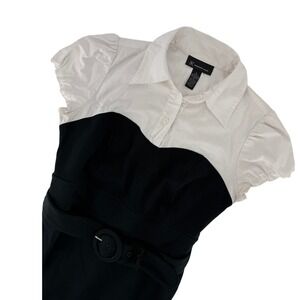 INC International Concepts Black White Colorblock Belted Sheath Dress Size 8